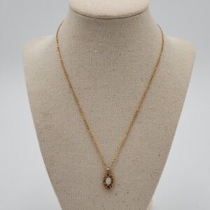 Vintage Van Doran Genuine Ruby Sapphire Opal Necklace 16" Gold Tone Chain Pretty